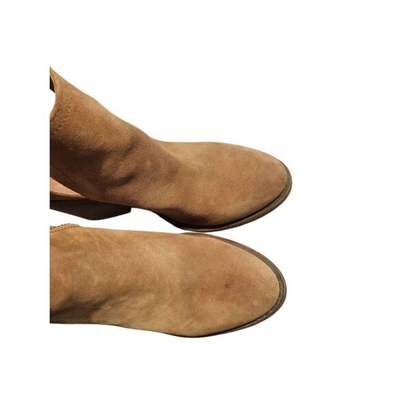 Steve Madden Booties Women's 6 Tan Sharini Cutaway Suede Leather Stacked Heel - Picture 5 of 5